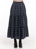 Checkered Ruffle Maxi Skirt OD403