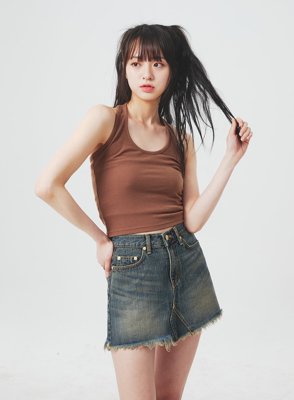 Ripped Denim Mini Skirt BA305