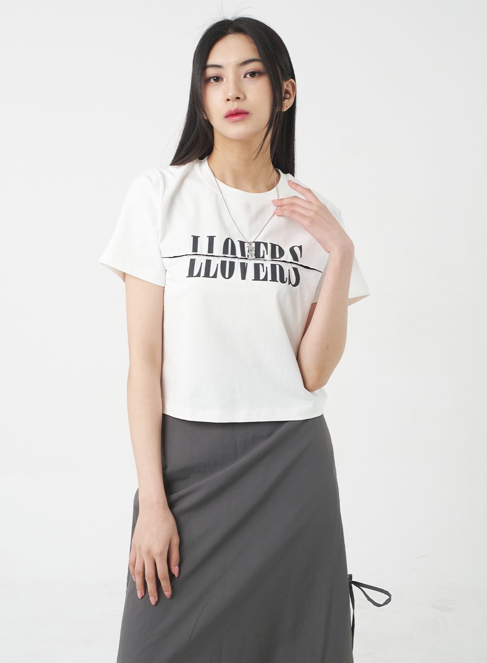 Side Slit Nylon Maxi Skirt BY312