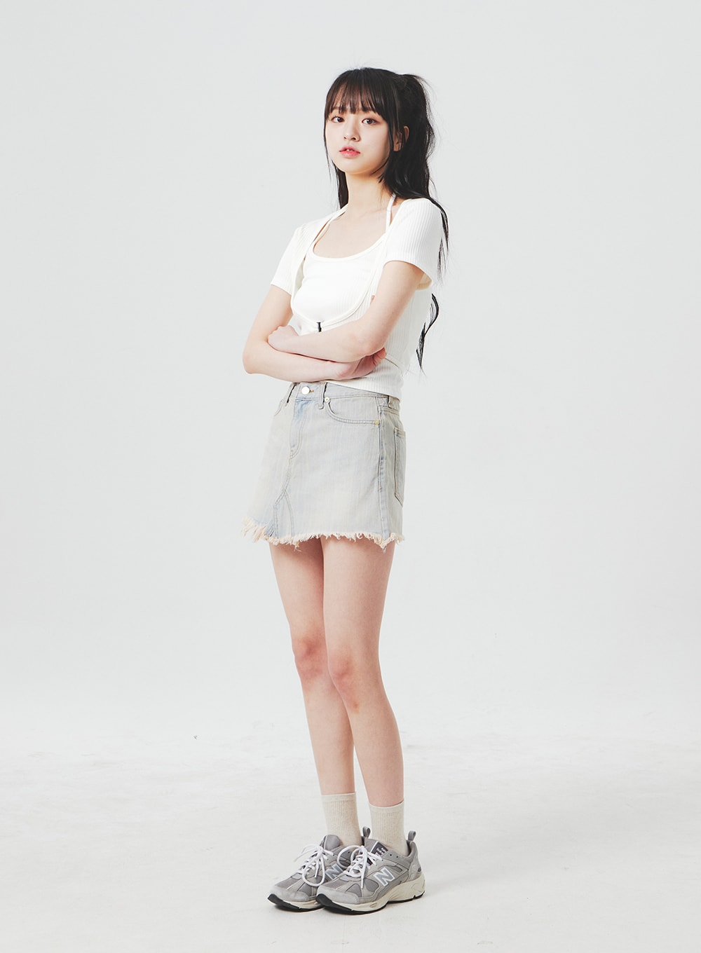 Ripped Denim Mini Skirt BA305