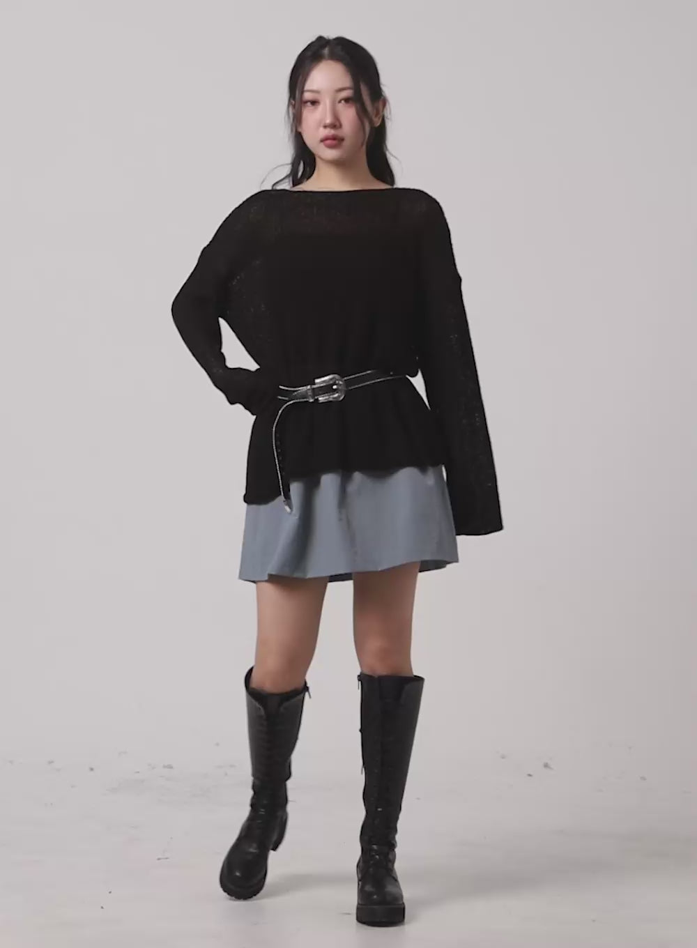 Shirred Flare Mini Skirt CM426