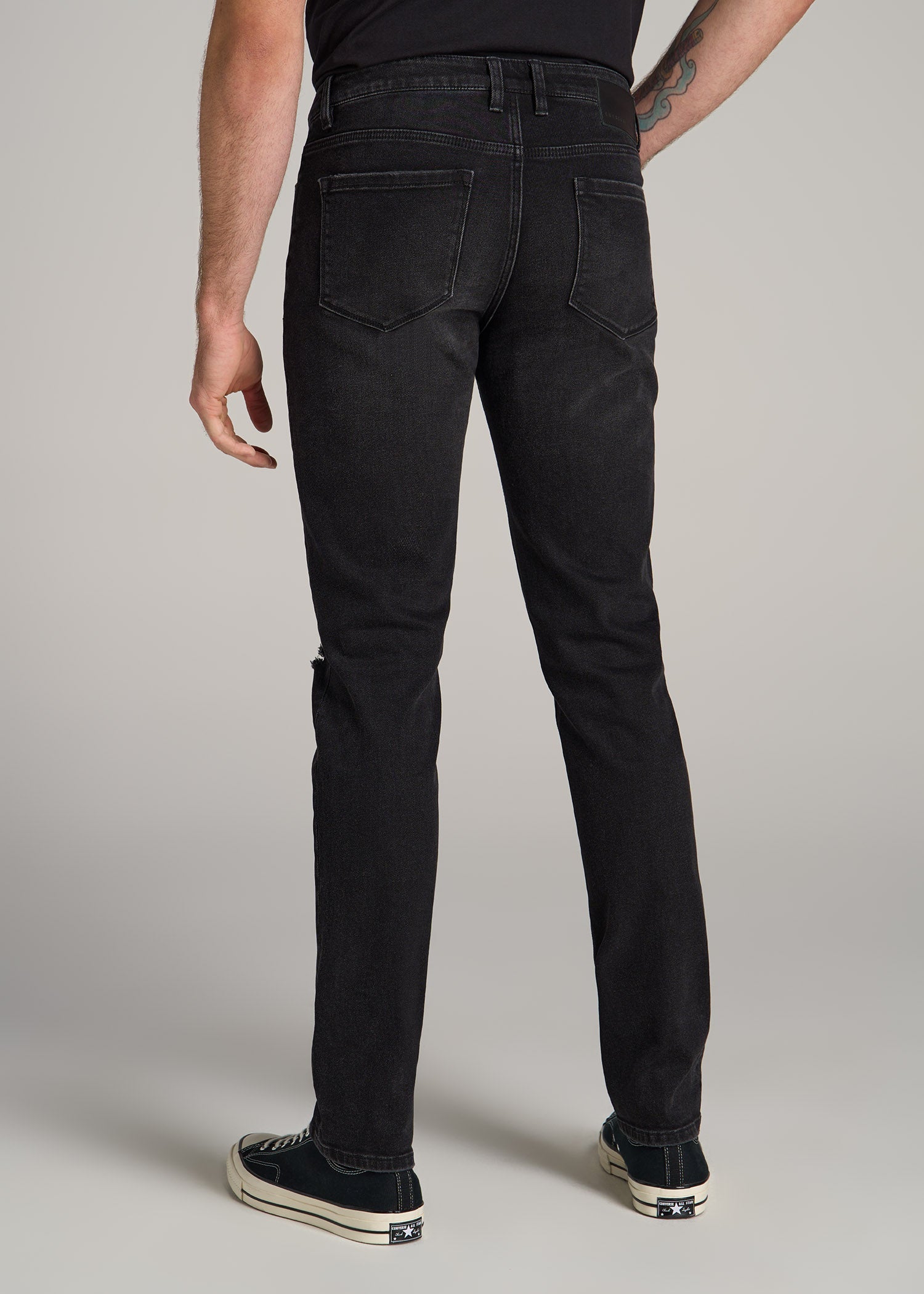 Dylan Slim Fit Jeans for Tall Men in Distressed Onyx Black Wash
