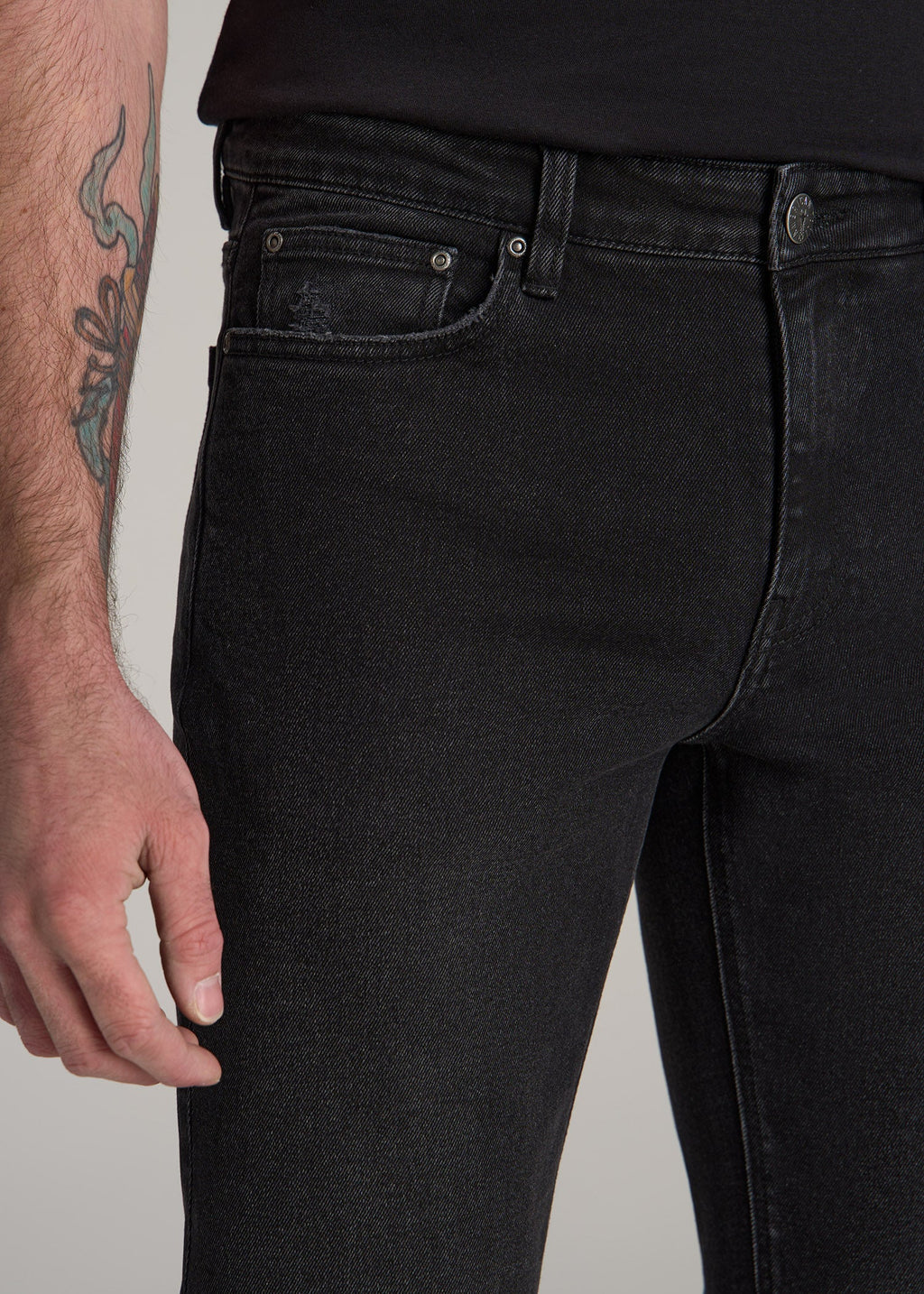 Dylan Slim Fit Jeans for Tall Men in Distressed Onyx Black Wash