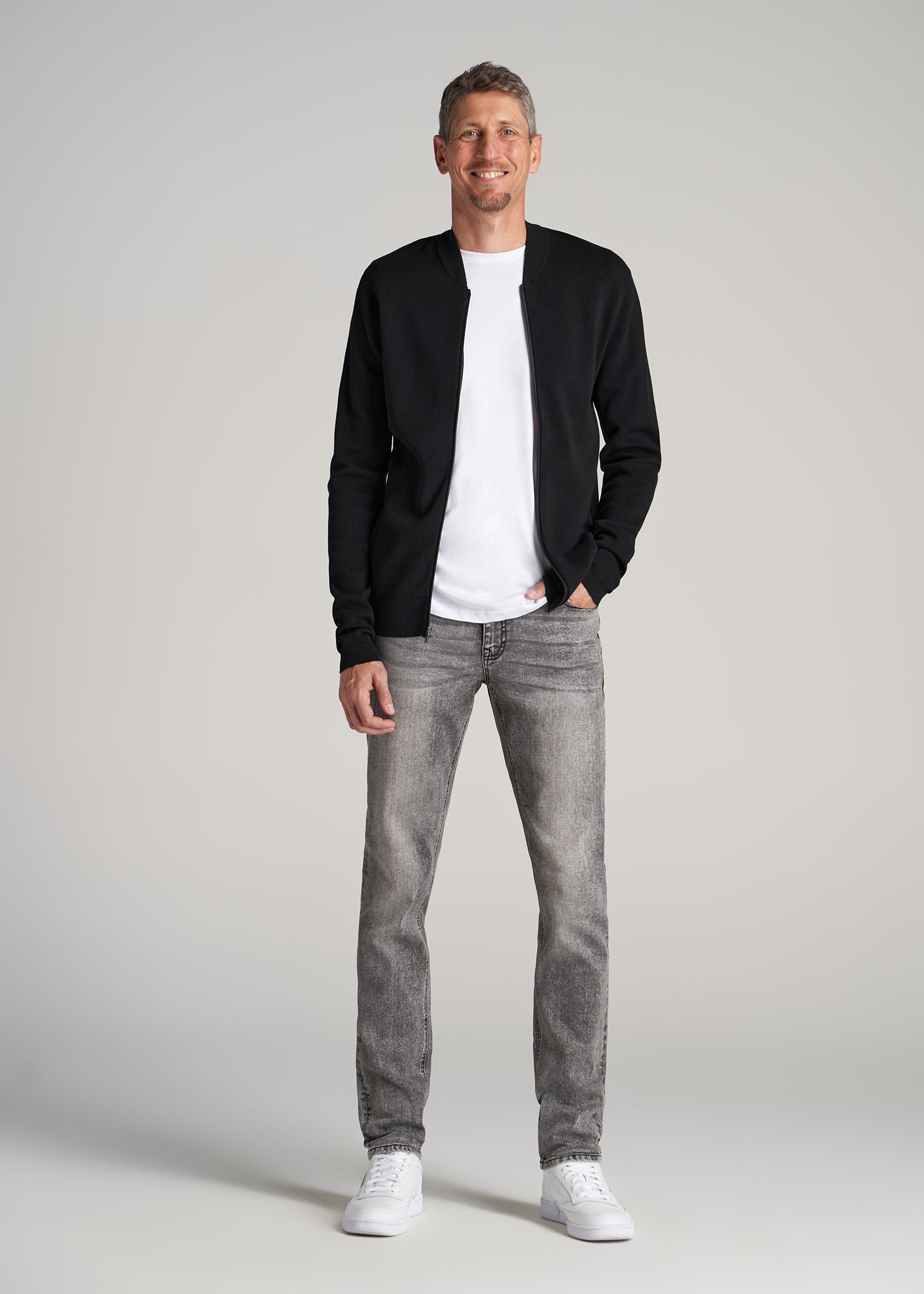 Dylan Slim Fit Jeans for Tall Men in Washed Faded Black